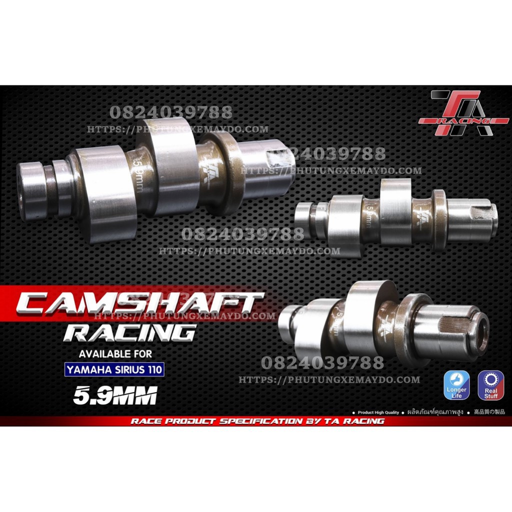 CỐT CAM CHO SIRIUS HÃNG TA RACING 4.9->5.9MM