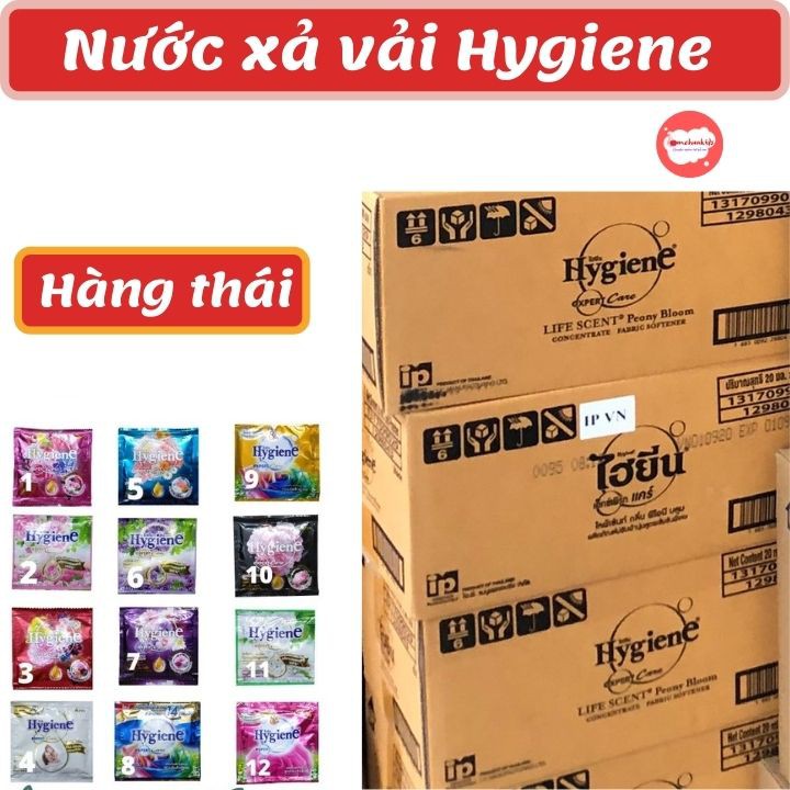 Combo 5 dây nước xả vải đậm đặc Hygiene (60 gói/20ml) - Nước xả vải được ưa chuộng tại Thái Lan -Tomchuakids