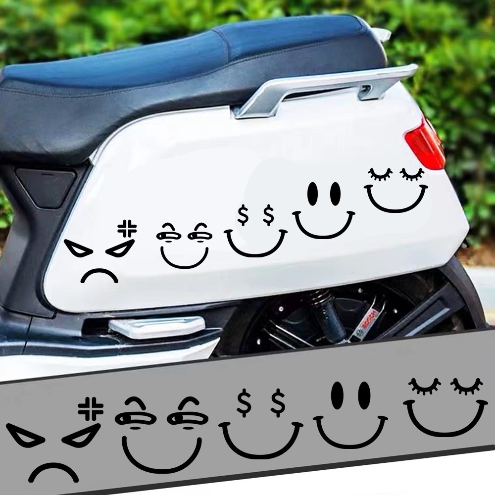 Miếng Đề Can Dán Trang Trí Đèn Pha / Cửa Sổ / Hông Xe Vespa Hình Mặt Cười Dễ Thương Vui Nhộn