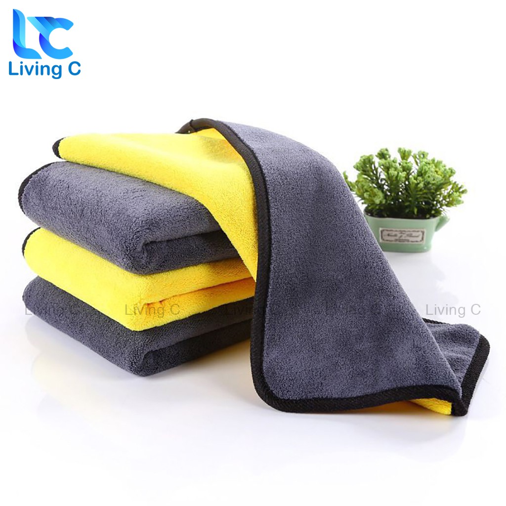 Khăn lau đa năng Microfiber Living C siêu thấm hút cực dày không đổ lông chuyên dụng cho xe hơi _KLX