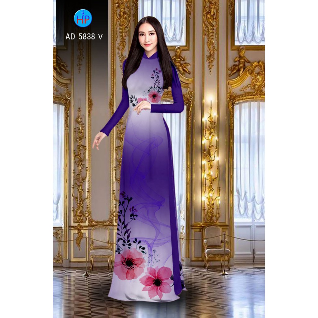 Vải may áo dài họa tiết hoa eo AD5838 cực duyên chất liệu Bảo Anh