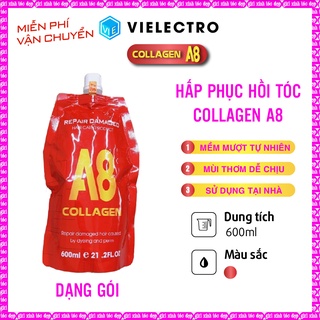 Kem hấp ủ phục hồi tóc hư tổn collagen a8 - 600ml cao cấp - chính hãng - phục hồi tóc hư tổn - khô xơ - chẻ ngọn tại nhà