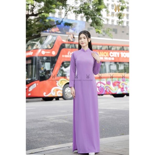Áo dài lụa tím hoa cà - Thời trang nữ H&H Luxury