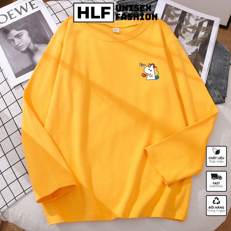 Áo thun dài tay form xuông rộng con kì lân Biu, áo tay dài nam nữ HLFashion