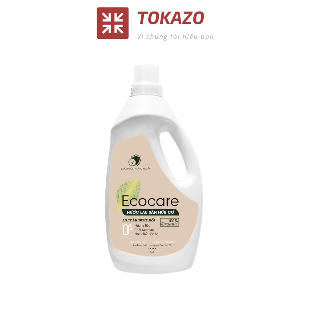 Nước lau sàn hữu cơ ECOCARE, 100% nguồn gốc thiên nhiên từ Bồ Hòn, hương liệu tạo mùi thơm lau sàn quế, sả chanh chai 1L