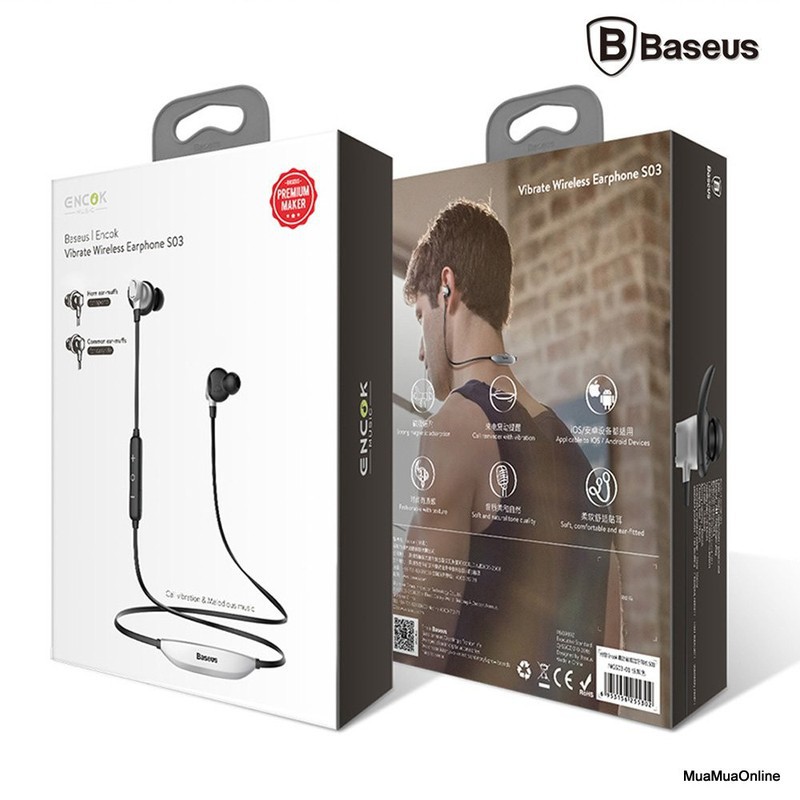 [Mã 1511ELSALE hoàn 7% đơn 300K] Tai Nghe Bluetooth Baseus Encok S03 Magnetic Sport