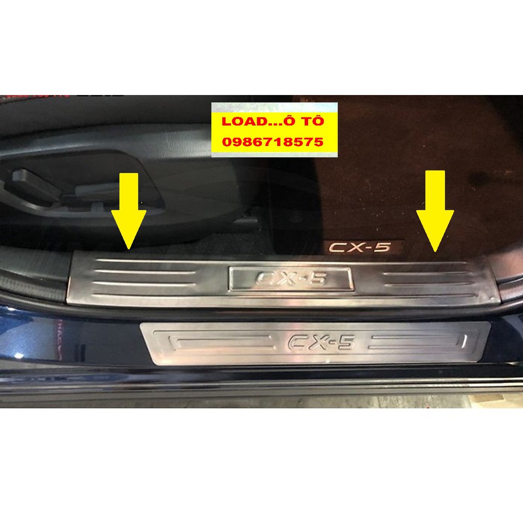 Ốp Bậc Cửa, Nẹp Bước Chân Trong, Ngoài Mazda CX5 2018-2021 Chất Liệu Inox Cao Cấp