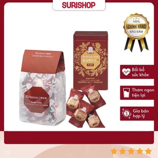 Kẹo hồng sâm không đường hộp thiếc kgc korean red ginseng candy renesse 180g