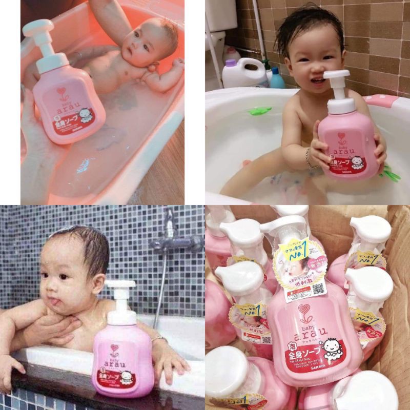 Sữa Tắm Gội Cho Bé Arau Baby Nhật Bản 450ml 100% Thiên Nhiên Nâng Niu Làn Da Nhạy Cảm Của Bé Yêu