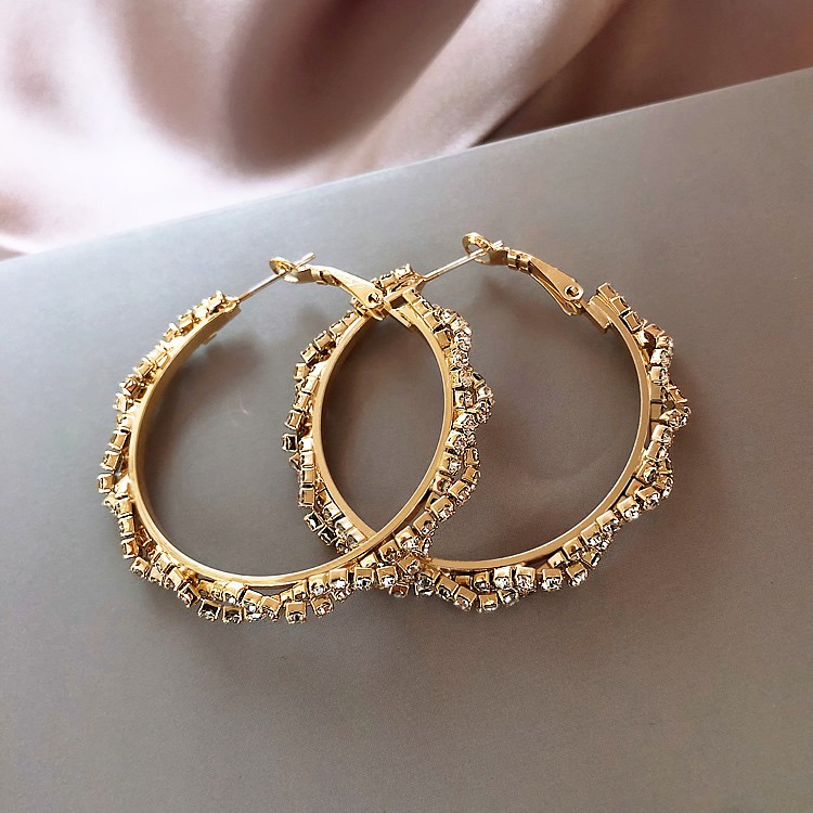 Khuyên Tai Tròn Đính Đá Lấp Lánh Sang Trọng Cho Nữ