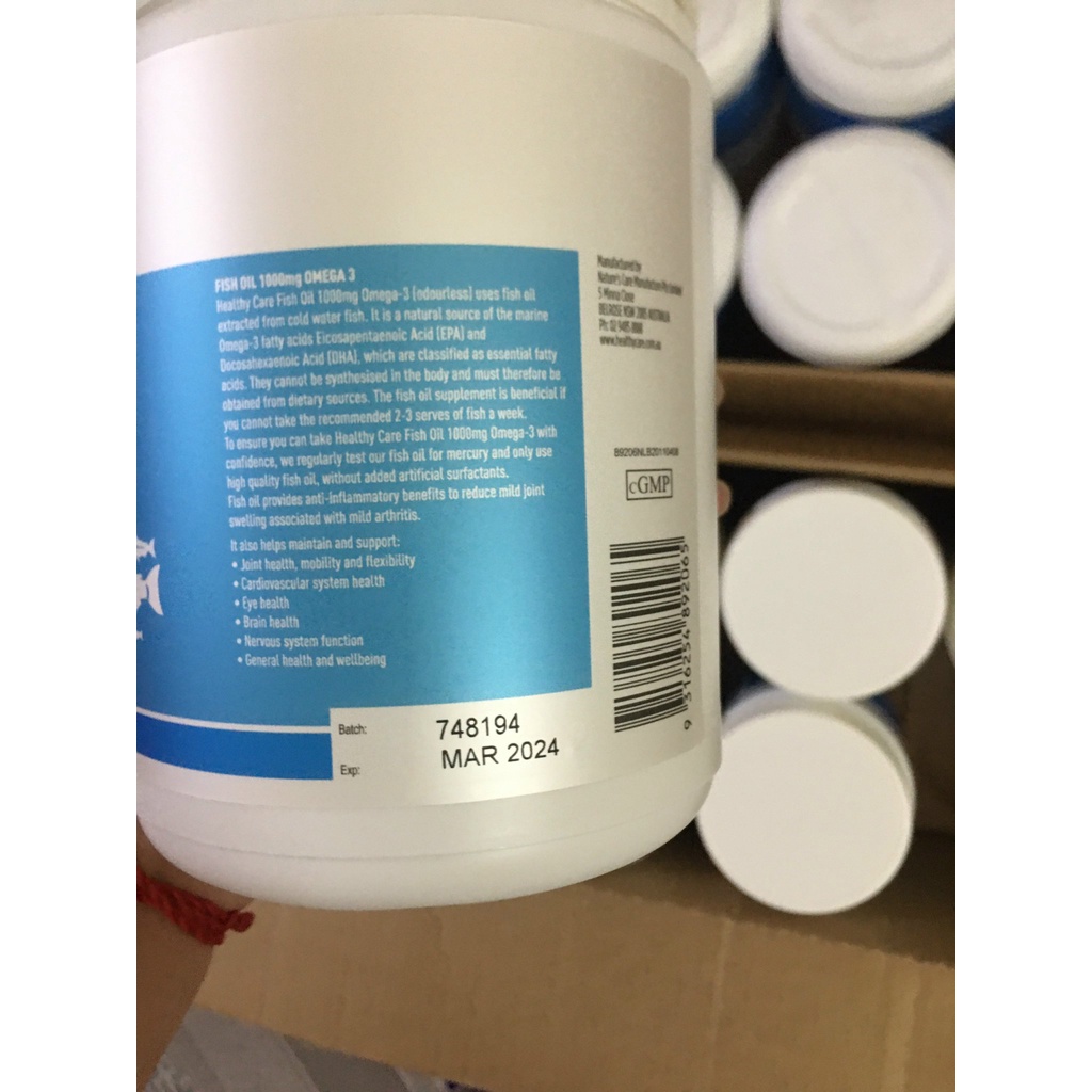 Dầu cá tự nhiên Fish Oil Healthy Care Omega3 1000mg 400 Viên Úc