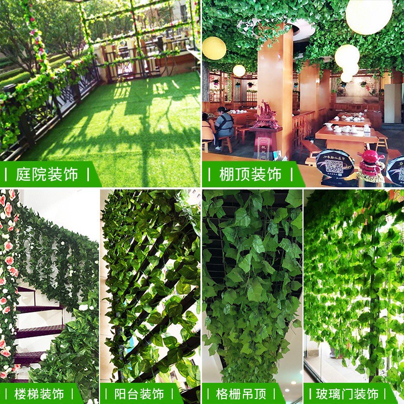 Dây Leo Lá Nho Xanh Nhân Tạo 2.3M Trang Trí Tường Nhà Cửa Đa Dụng