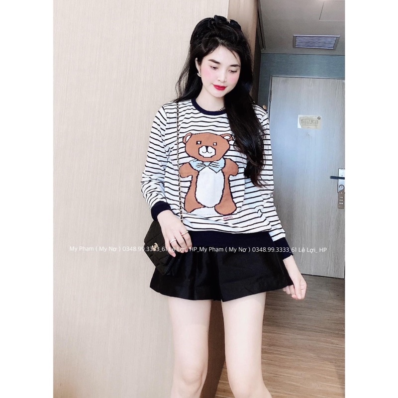 Sét áo kẻ gấu nâu + quần đùi da TTB
