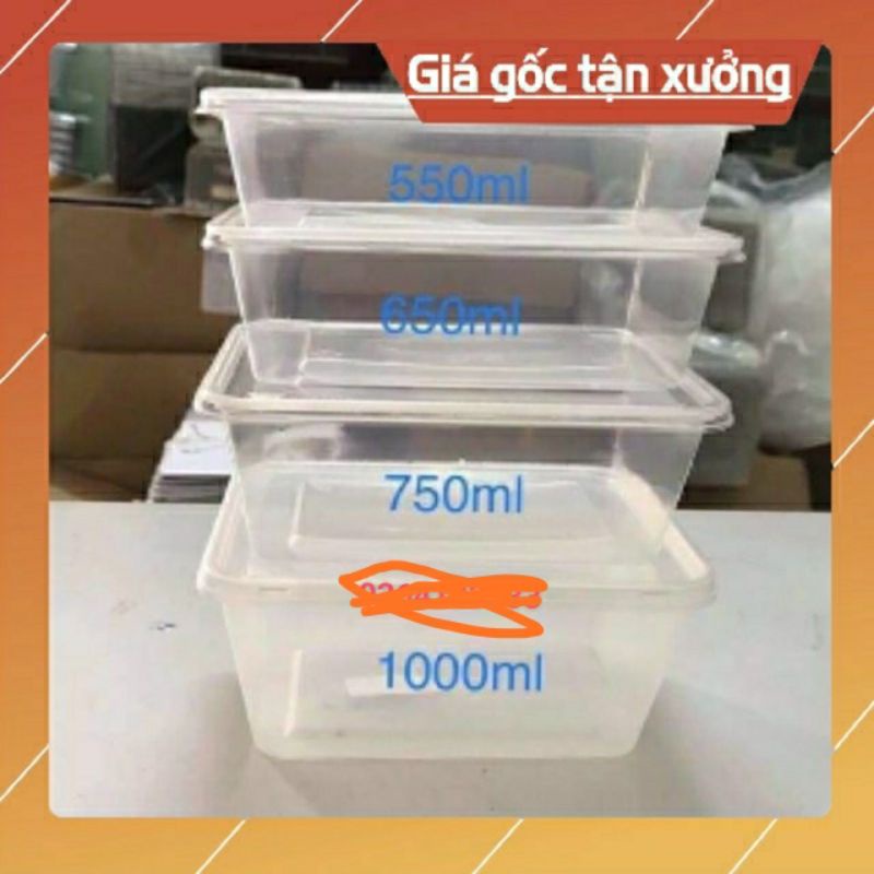 Combo 10 hộp chữ nhật dùng 1 lần nhiều size nhựa Việt Nhât