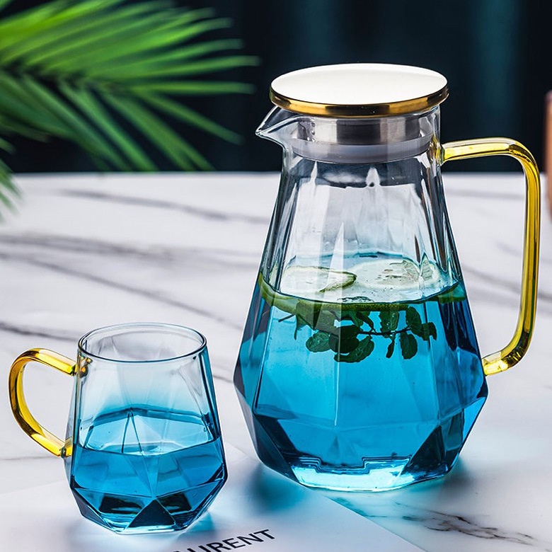 Bình Nước Thủy Tinh , Bình Đựng Nước Chịu Nhiệt Màu Loang Sang Trọng