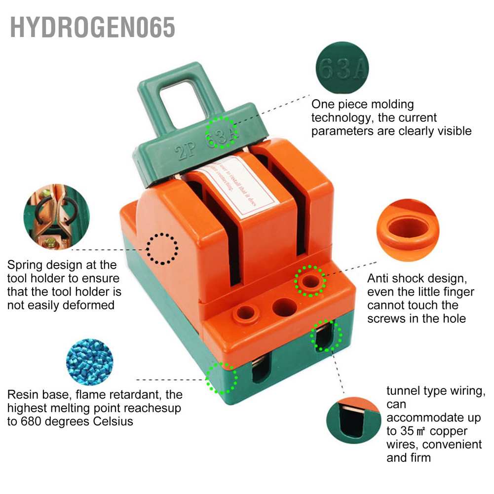 Hàng giao ngayDao một chiều một chiều Công tắc an toàn dao 2P 63A AC 220V Một chiều Ngắt kết nối đồng ABS đối với lỗi Cầu dao an toàn