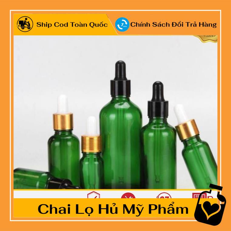 Lọ Chiết Serum ❤ TOP GIÁ RẺ ❤ [15ml/20ml] Lọ đựng tinh dầu Xanh lá chiết serum Khoen Vàng/Đen/Bạc, phụ kiện du lịch