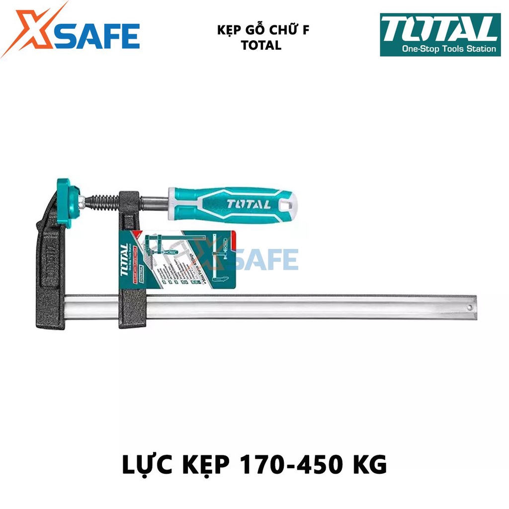 Kẹp gỗ chữ F Total Cảo chữ F thép không gỉ cố định lên bàn thợ mộc, bàn thợ cơ khí [XSAFE]