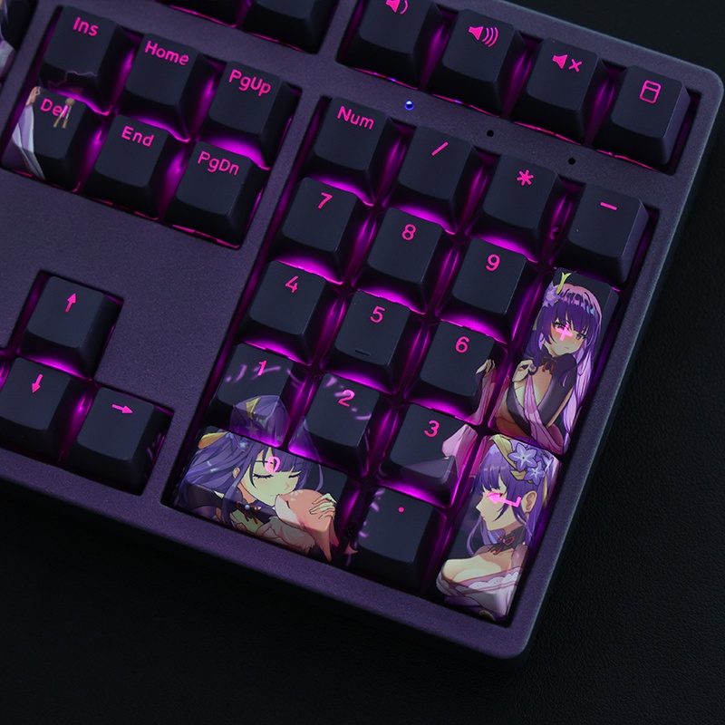 Raiden Shogun Keycaps Cherry Profile Truyền ánh sáng Genshin Impact Beelzebul Anime PBT Dye Sub Bàn phím cơ học Keycap