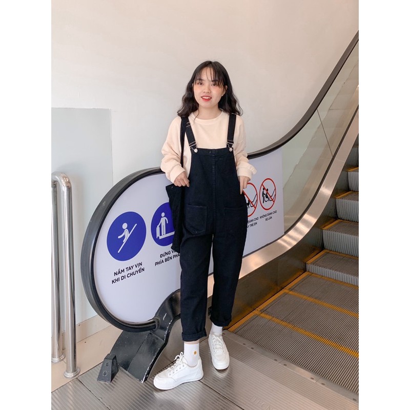 [Mã FAXANH55 giảm 10K đơn 50K] yếm jean baggy (trắng/đen) | BigBuy360 - bigbuy360.vn