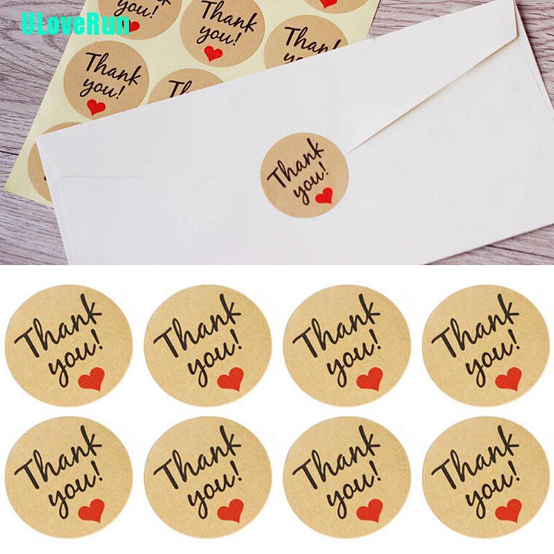 Bộ 60 Sticker Giấy Kraft Hình Trái Tim In Chữ Thank You Dùng Để Trang Trí Gói Bánh