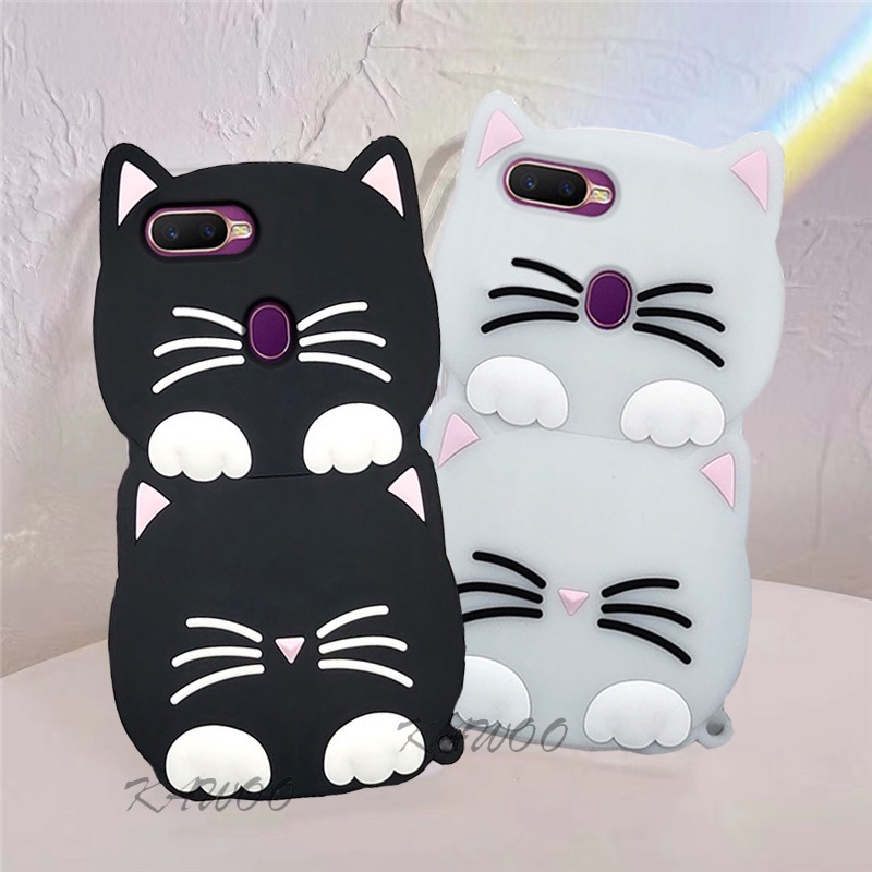 Ốp Điện Thoại TPU Mềm In Hình Hoạt Hình 3D Phát Sáng Trong Đêm Có Dây Đeo Cho Oppo A5S A7 F9 F5 F7 A83 R15 F1S A59 A12 A3S Realme C1