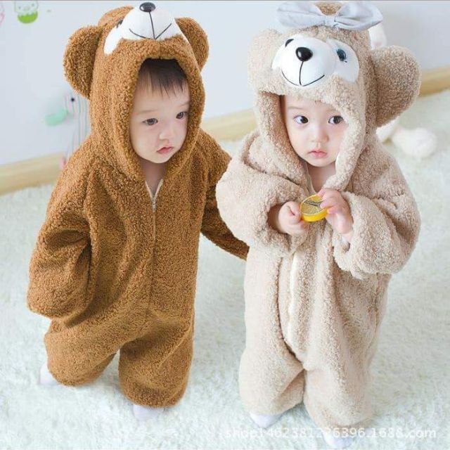 Body Lông Hình Gấu Dễ Thương Cho Bé Trai & Bé Gái 6 - 18Kg