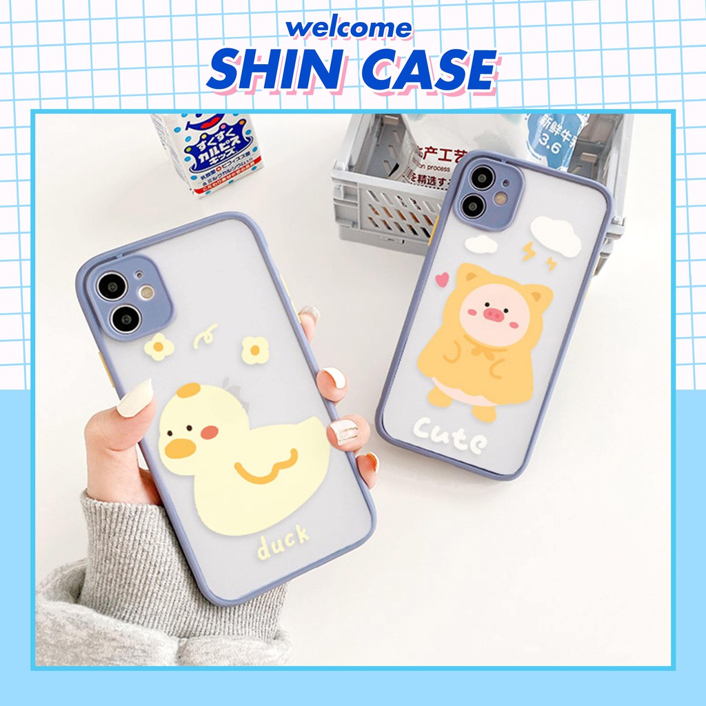 Ốp lưng iphone Pig & Duck nhám viền nổi cong 5/5s/6/6plus/6s/6splus/7/7plus/8/8plus/x/xr/xs/11/12/pro/max/plus/promax | BigBuy360 - bigbuy360.vn