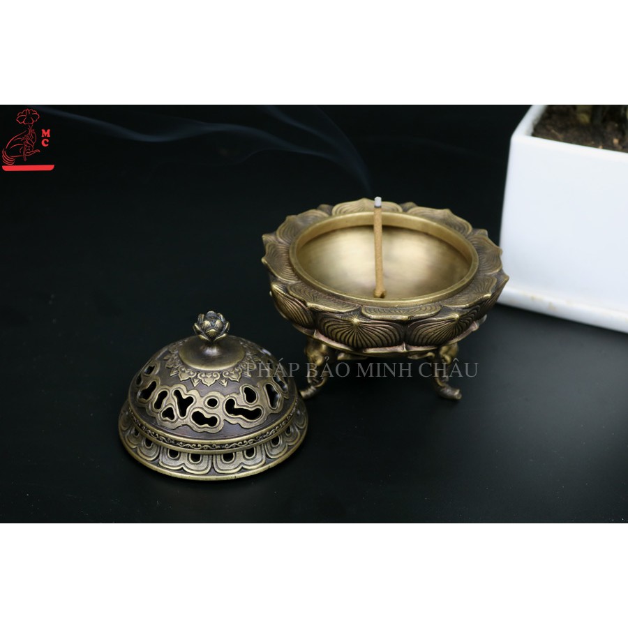 Lư xông đỉnh sen đồng