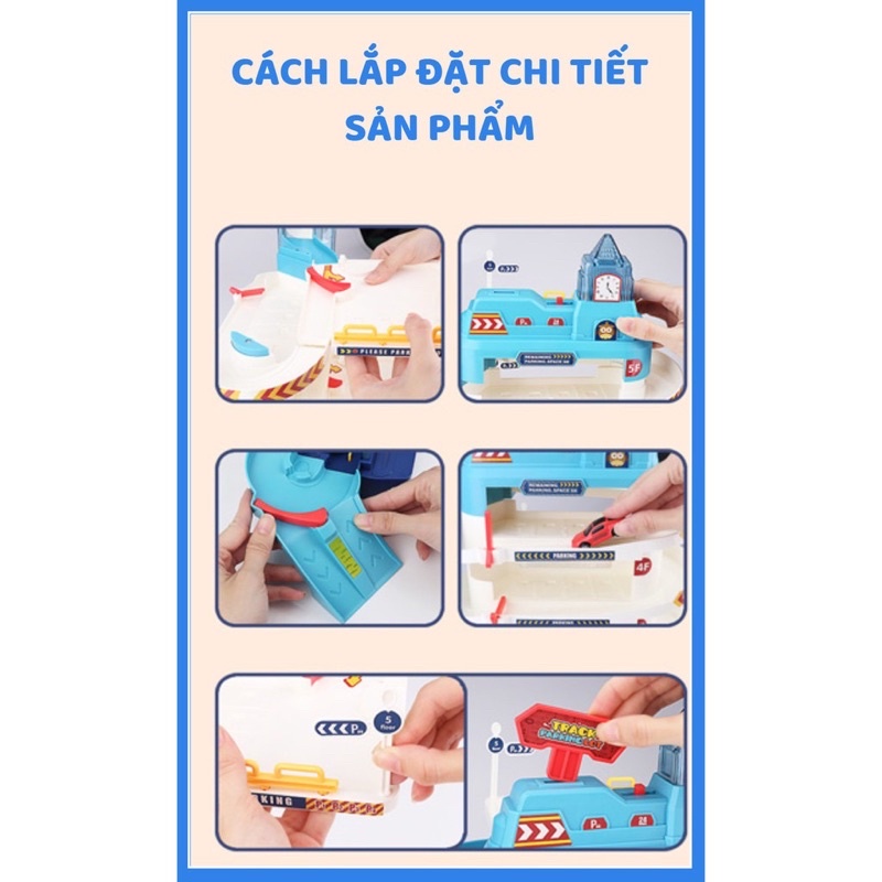 Bộ đồ chơi gara nâng xe 5 tầng, đồ chơi bãi đỗ xe 5 tầng