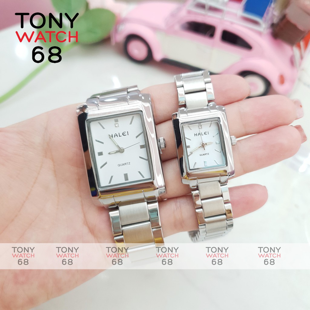 Đồng hồ cặp đôi nam nữ Halei mặt vuông dây kim loại không gỉ chính hãng chống nước tuyệt đối | BigBuy360 - bigbuy360.vn