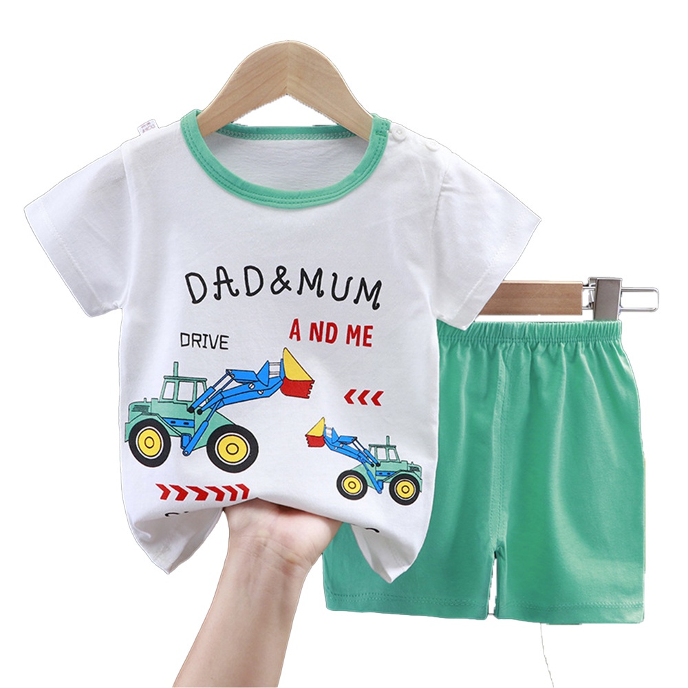 Bộ Quần Áo Ngắn Tay In Họa Tiết Hoạt Hình Đáng Yêu Cho Bé