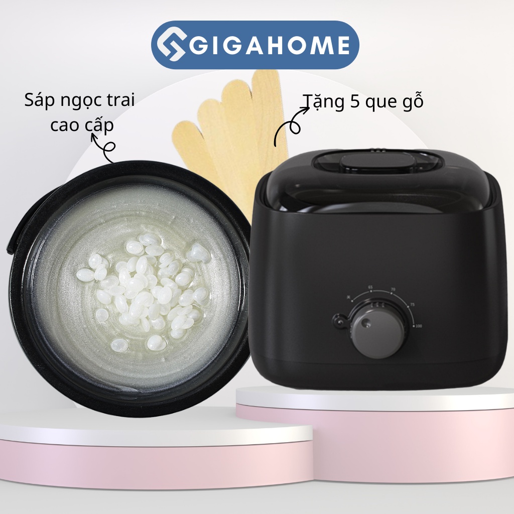 Combo Nồi Nấu Sáp Wax Lông Chống Dính Thế Hệ Mới + 100gr Sáp Cao Cấp Tặng 5 Que Gỗ GIGAHOME