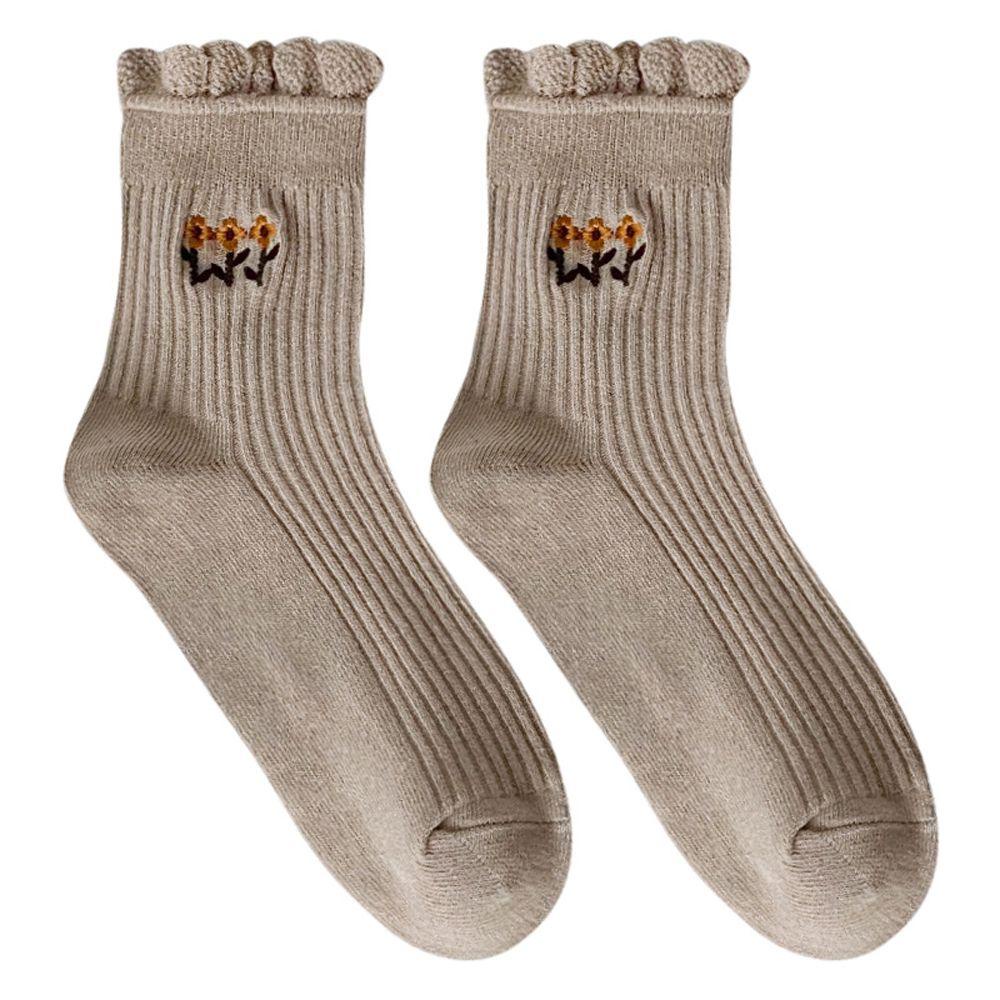 Vớ Cotton Thu Đông Họa Tiết Hoa Cá Tính Phong Cách Harajuku Cho Nữ