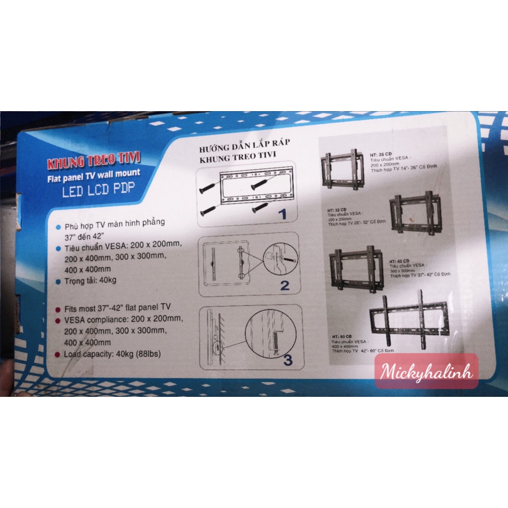 Giá treo tivi, Khung treo TV 42″-60″ Cố định Led bản HT