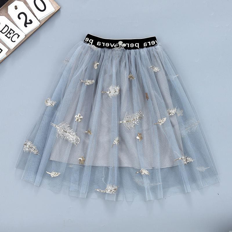 Chân váy chữ A phối lưới thời trang cho bé gái