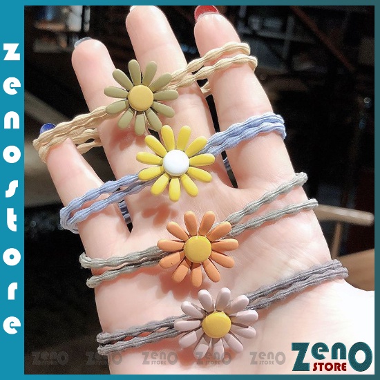 Set 5 dây buộc tóc  Dây Cột Tóc, Chun Buộc Tóc Hoa Cúc Nhiều Màu PT25