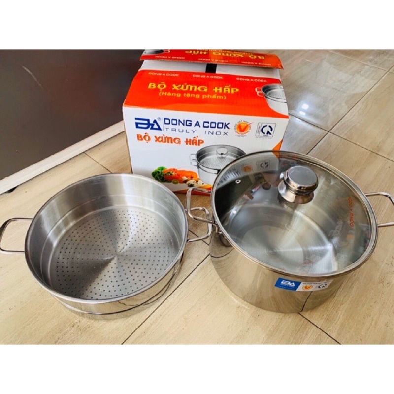 Nồi hấp 2 tầng HT COOk chất liệu inox dùng bếp từ size 28cm giá hấp rời lỗ hấp nhỏ tiện lợi