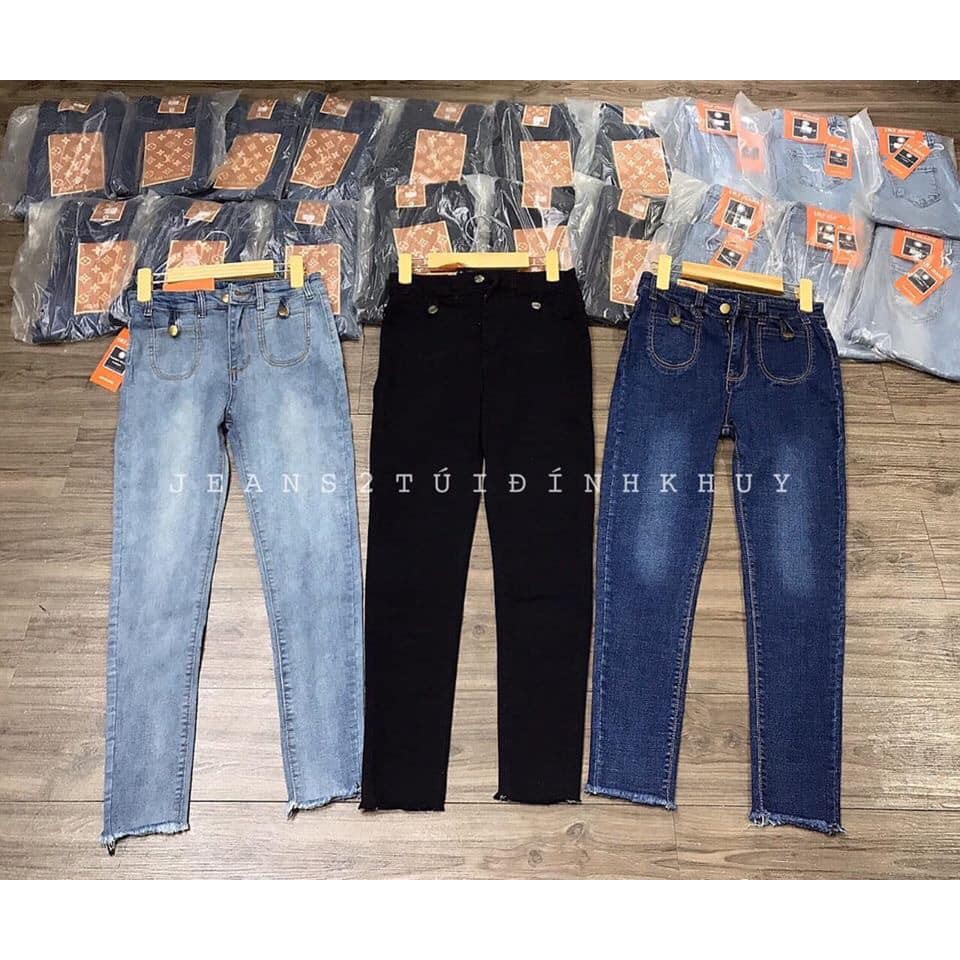 Quần jean hai túi cúc cài trước