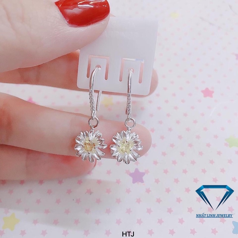 Bông tai nữ bạc ta cúc hoạ mi móc câu xinh xắn - Kho sỉ bạc Nhất Linh