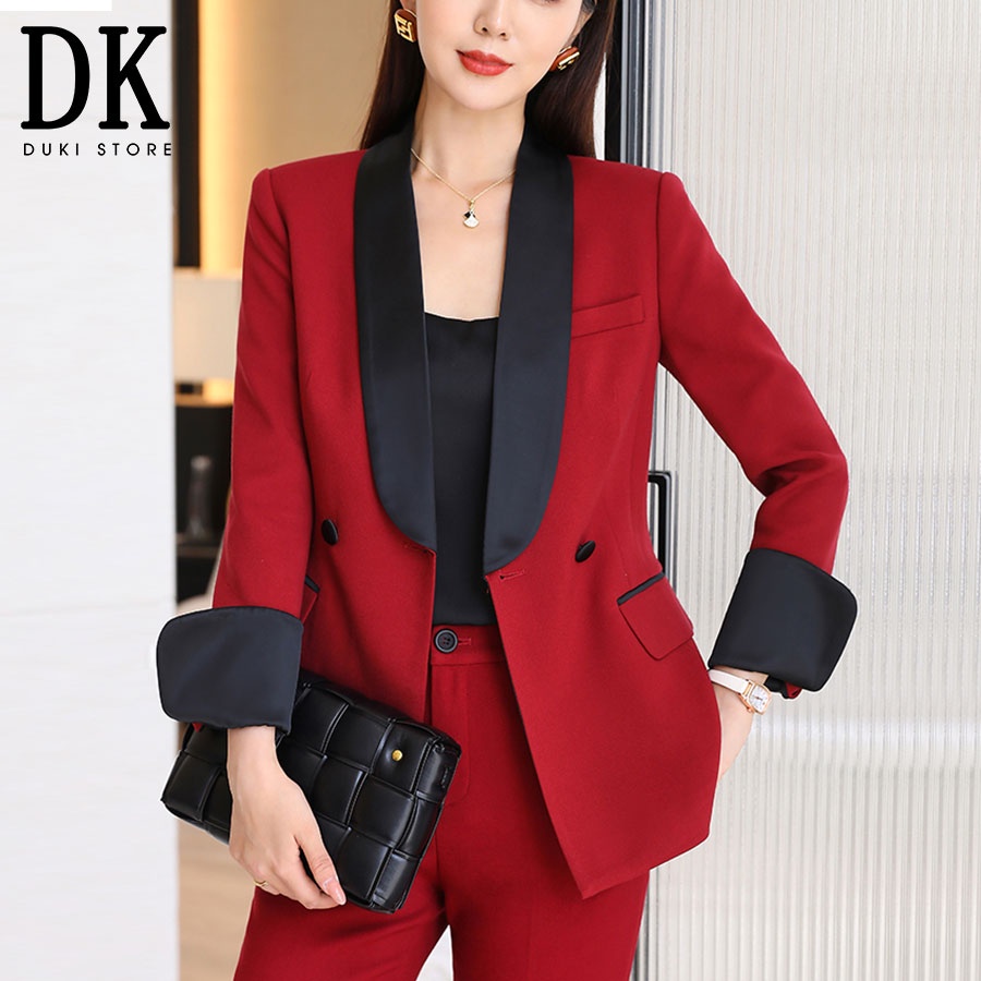 Bộ vest nữ công sở Hàn Quốc màu đỏ đô đẹp DKU0048 - DUKI STORE
