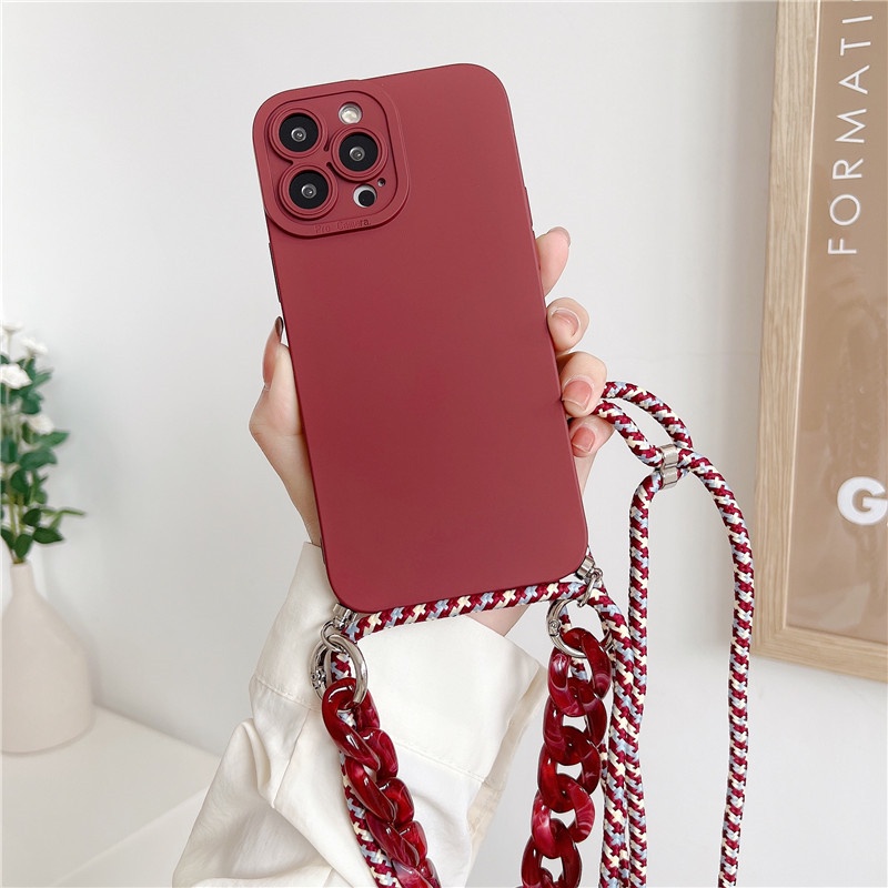 Ốp Điện Thoại Silicon Mềm Có Dây Đeo Chéo Cho Iphone 13 12 Pro Max 11 XR X XS Max 7 8 Plus