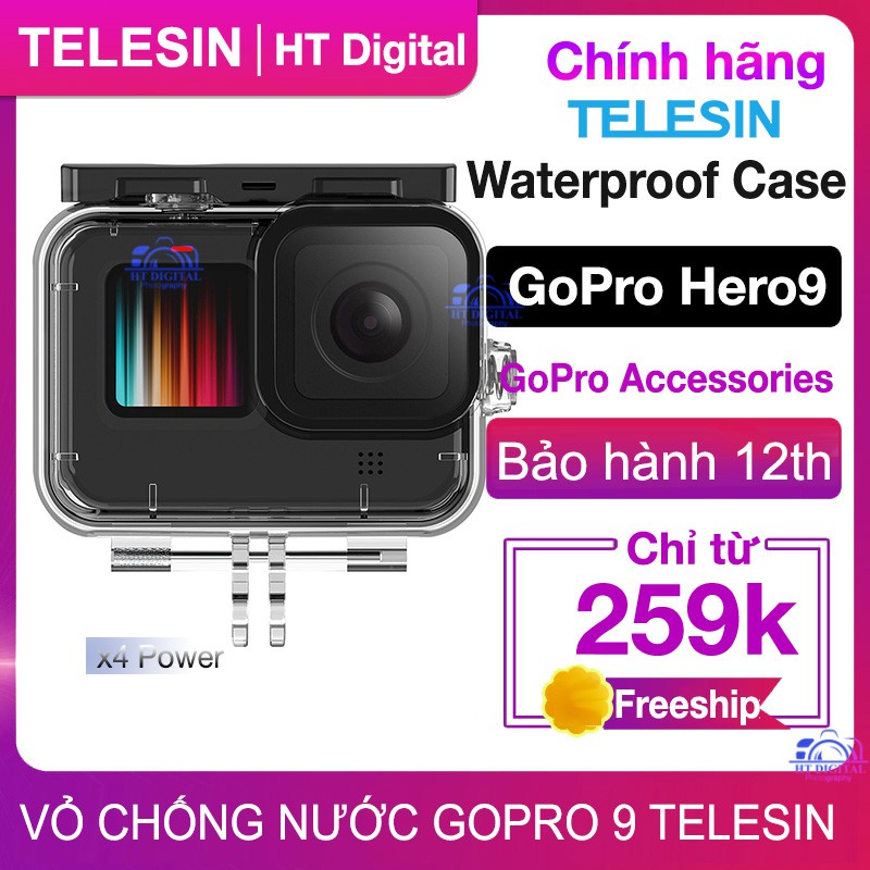 Vỏ Chống Nước GoPro 9 10 Telesin Chính Hãng - Case Bảo Vệ Máy Quay Phim GoPro Hero 9 Hero 10