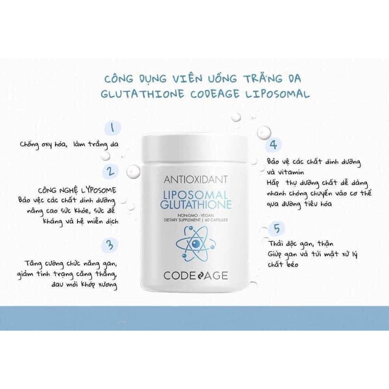 Viên Uống Dưỡng Trắng Da Gluthatione Code age 60v