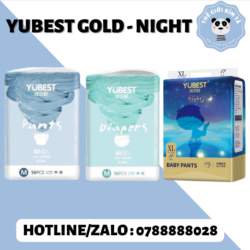 (YUBEST GOLD - NIGHT)Bỉm/Tã Nội Địa Trung Đủ Size S90/M84/L78/XL72/XXL66/XXXL66