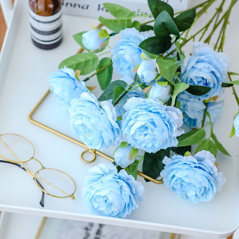 Cành hoa mẫu đơn 3 bông giả dành cho trang trí nhà cửa