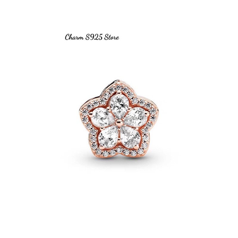 charm pan ngôi sao đá lớn vàng hồng bạc s925