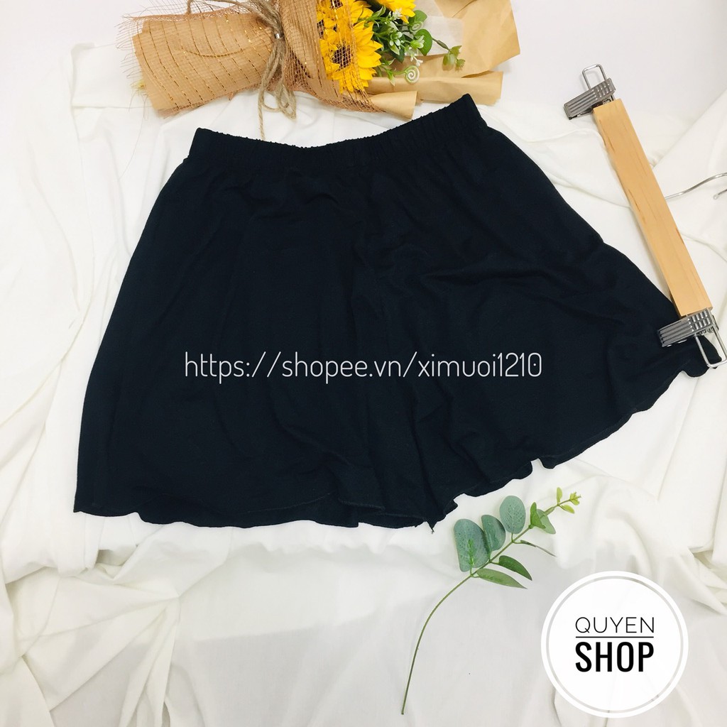 ♻Quần đùi thun xòe trơn cạp chun, Quần ngủ vải cotton lụa mịn mát co giãn [Video+Ảnh Thật]💚 | BigBuy360 - bigbuy360.vn