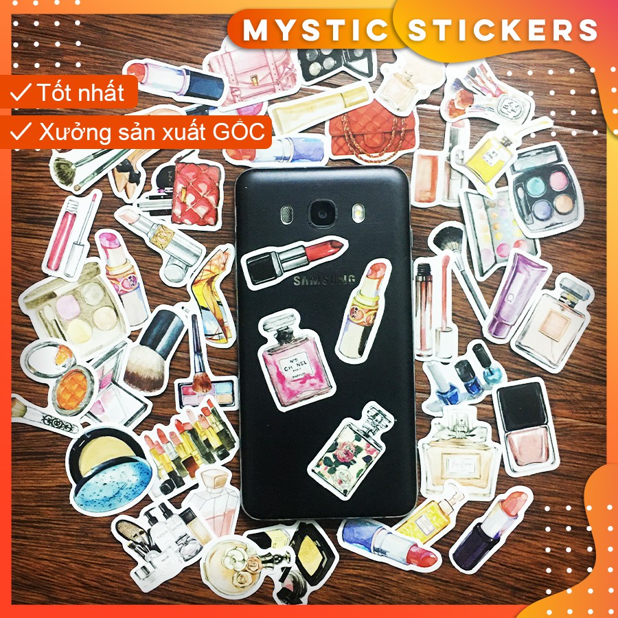 [MỸ PHẨM-RẺ VÔ ĐỊCH] Set 45 sticker chống nước size 3-5cm, dán điện thoại, sổ, bullet journal, xe máy, mũ bảo hiểm ...