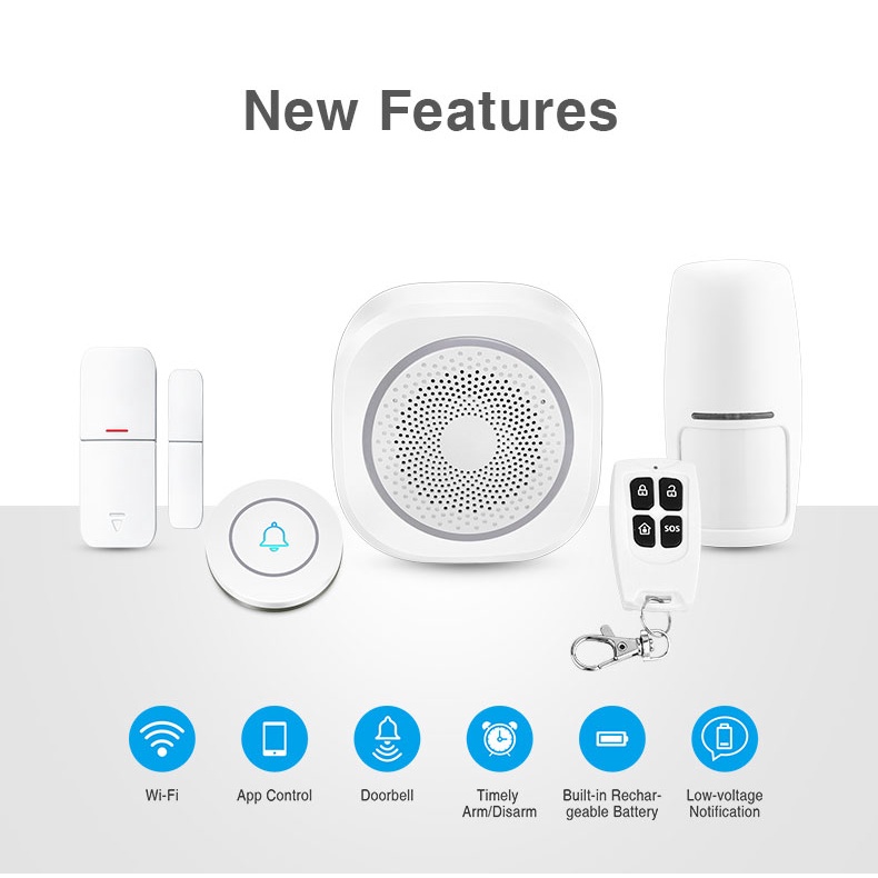 Hệ thống báo động thông minh, bộ chống trộm cao cấp Tuya Smart Life kết nối Wifi - Bảo hành 12 tháng